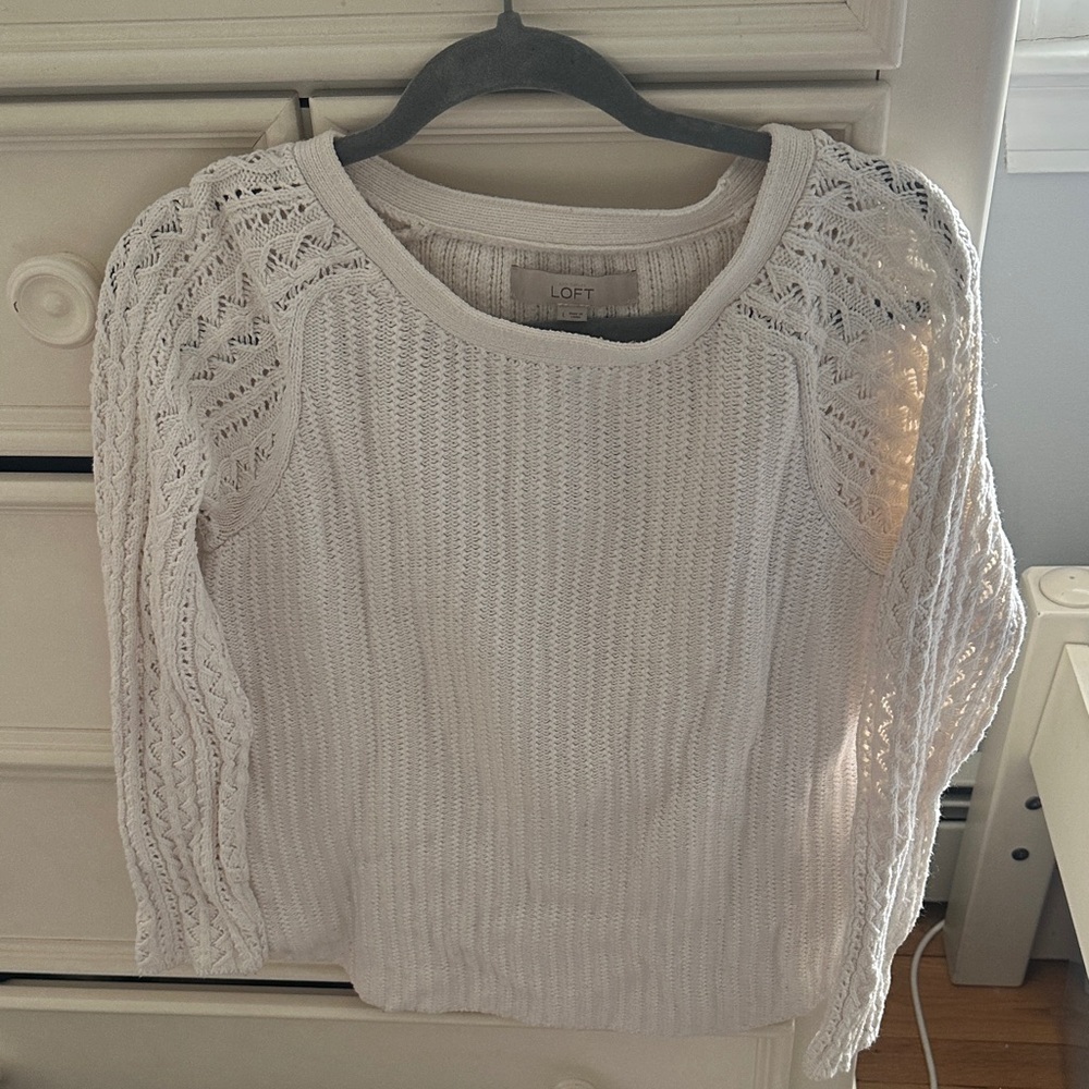 LOFT Cream Knit Pullover